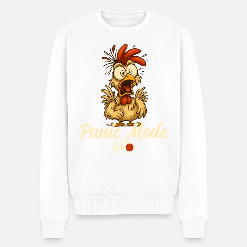 Panikmodus Hahn Cartoon - Männer Premium Bio Pullover - Weiß