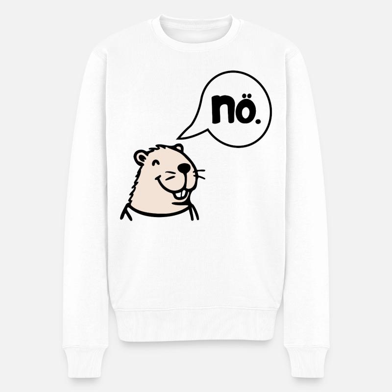 Capybara Absage Nö Nein - Männer Premium Bio Pullover - Weiß