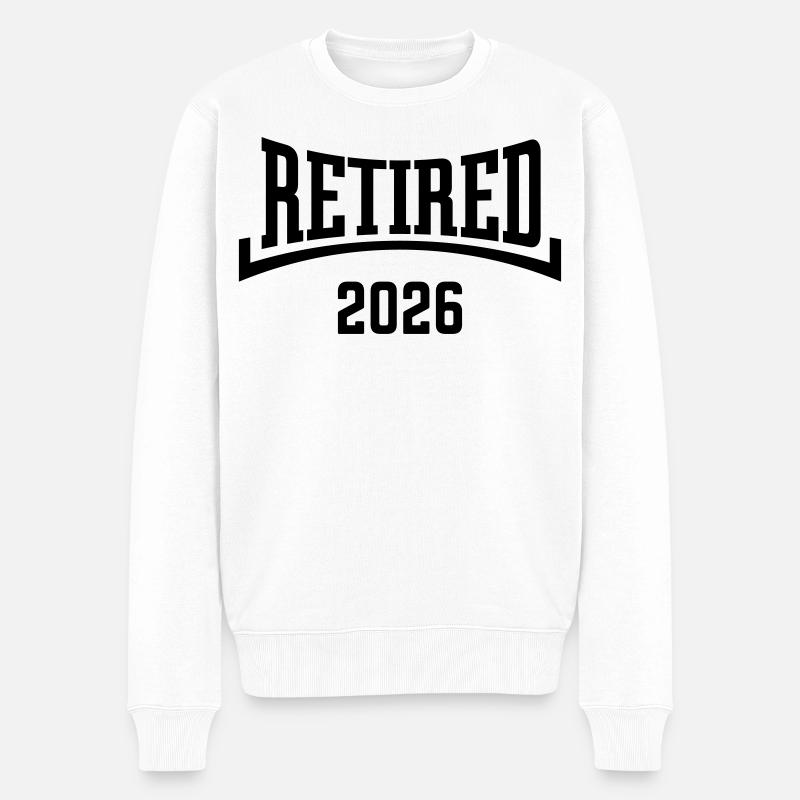 Retraité 2026 (Retraitée / Concave / Noir) - Pull Premium bio Homme - blanc