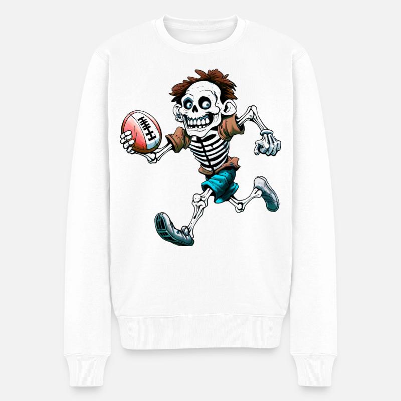 Skelette Rugby / Rugbyspieler Skelett - Männer Premium Bio Pullover - Weiß