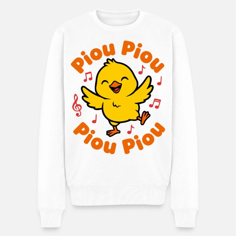 Chick Piou-Piou Glückliche Tänzerin - Männer Premium Bio Pullover - Weiß