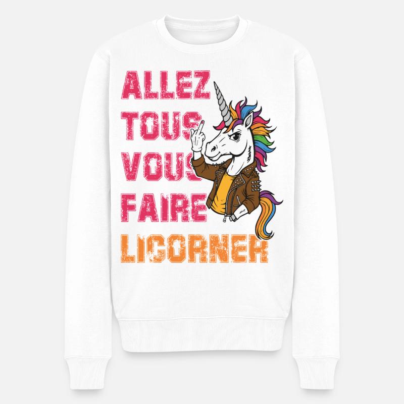 Einhorn-Rebellen-Humor - Männer Premium Bio Pullover - Weiß