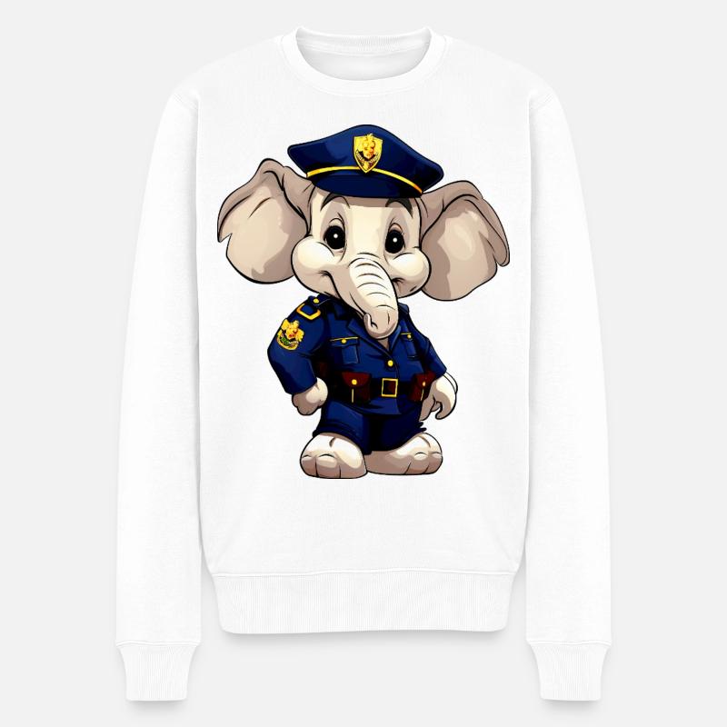 Elefant Polizei - Männer Premium Bio Pullover - Weiß
