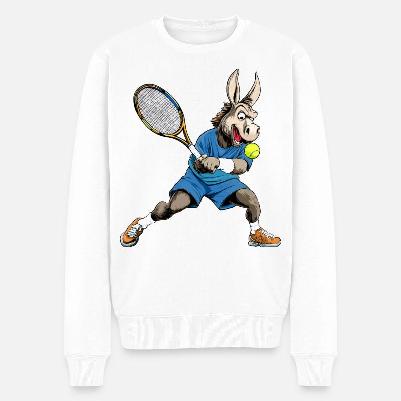 Esel Tennis - Männer Premium Bio Pullover - Weiß