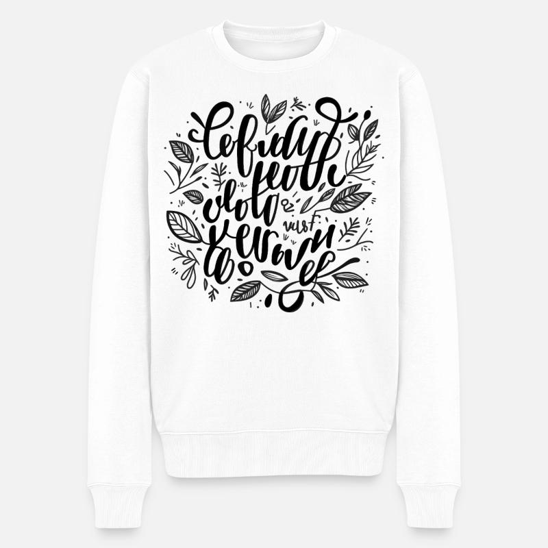 Lettrage manuel du feuillage - Pull Premium bio Homme - blanc