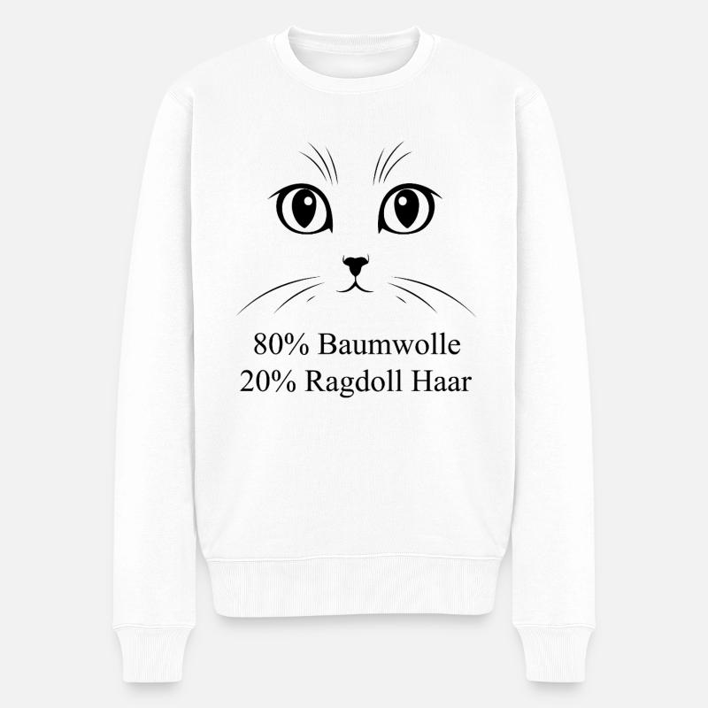 80% Baumwolle 20% Katzenhaar Ragdoll Geschenk - Männer Premium Bio Pullover - Weiß