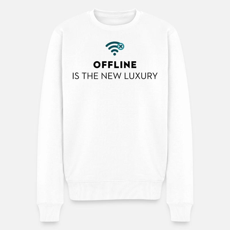 Offline Is The New Luxury digital detox trend - Männer Premium Bio Pullover - Weiß