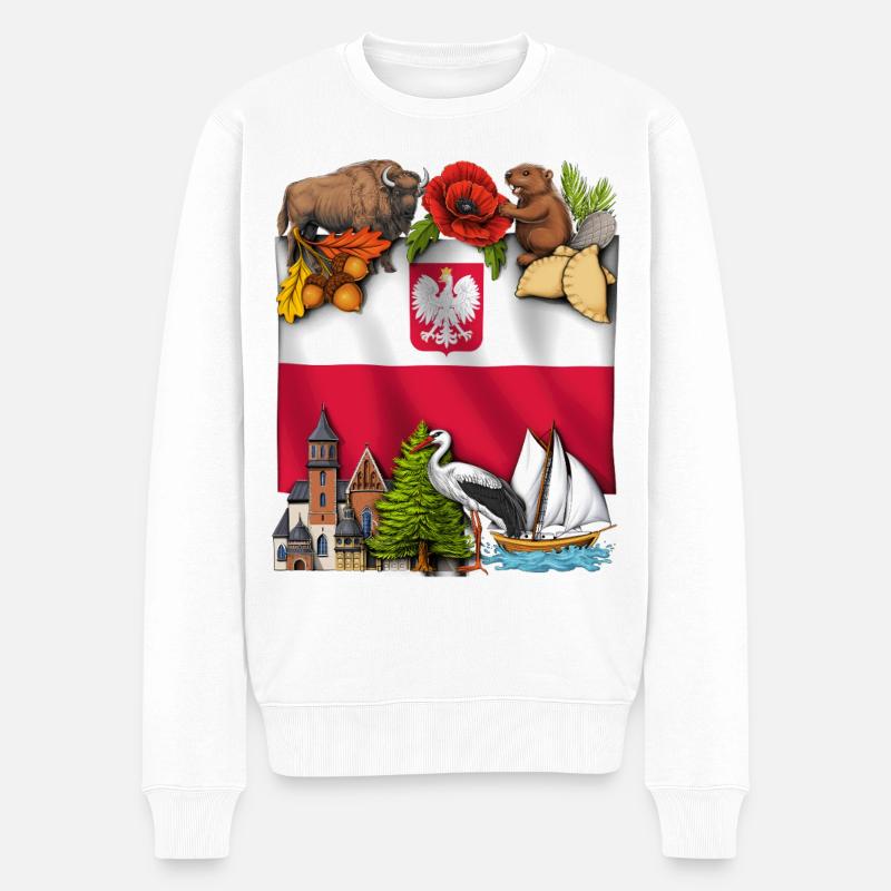 Polen - Männer Premium Bio Pullover - Weiß