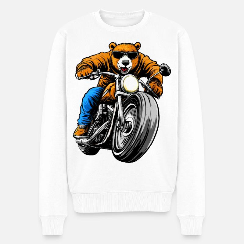 Bären Motorrad - Männer Premium Bio Pullover - Weiß