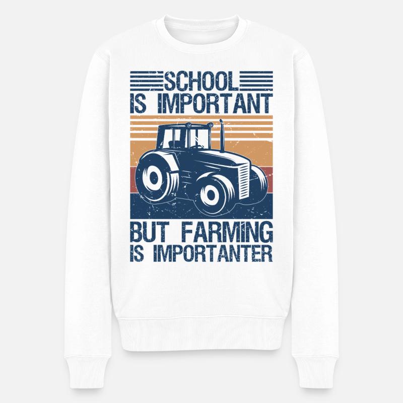 But Farming is Importanter Farmer Tractor Funny Fa - Männer Premium Bio Pullover - Weiß