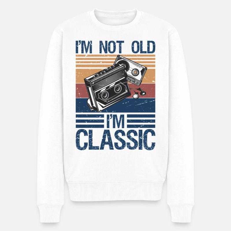 I'm not old I'm classic Cassette Tape 70s 80s 80s - Männer Premium Bio Pullover - Weiß