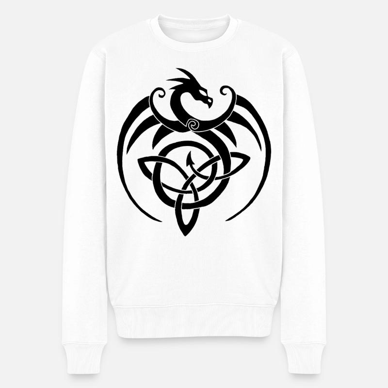 Dragon noir et symbole celte - Pull Premium bio Homme - blanc