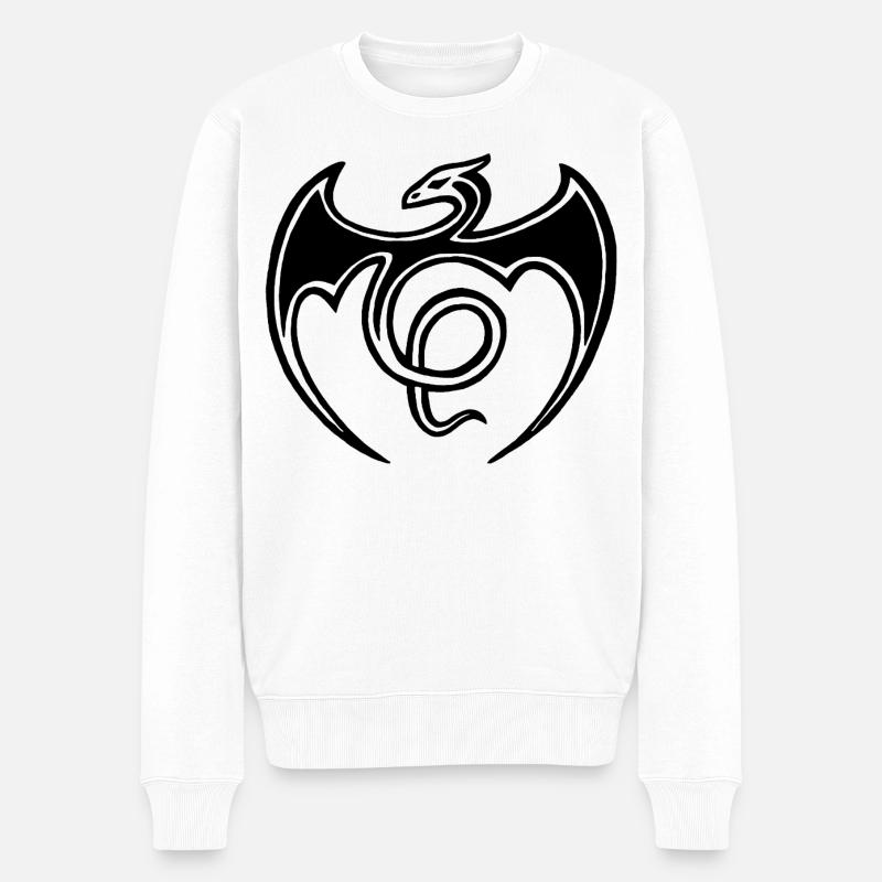 Fliegender Schwarzer Drache - Männer Premium Bio Pullover - Weiß
