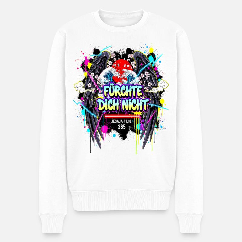 Bibelverse FÜRCHTE DICH NICHT Graffiti  - Männer Premium Bio Pullover - Weiß