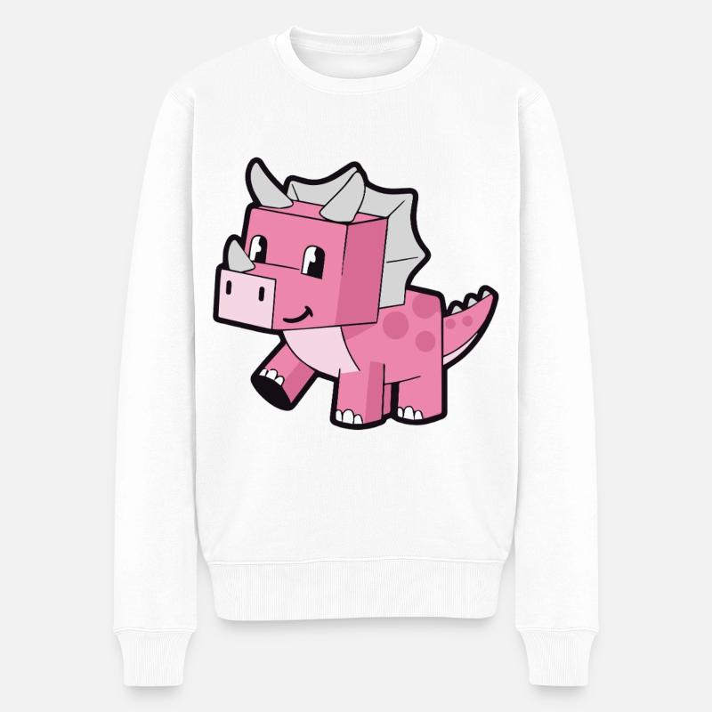 Dinosaurierwürfel Pink Kawaii - Männer Premium Bio Pullover - Weiß
