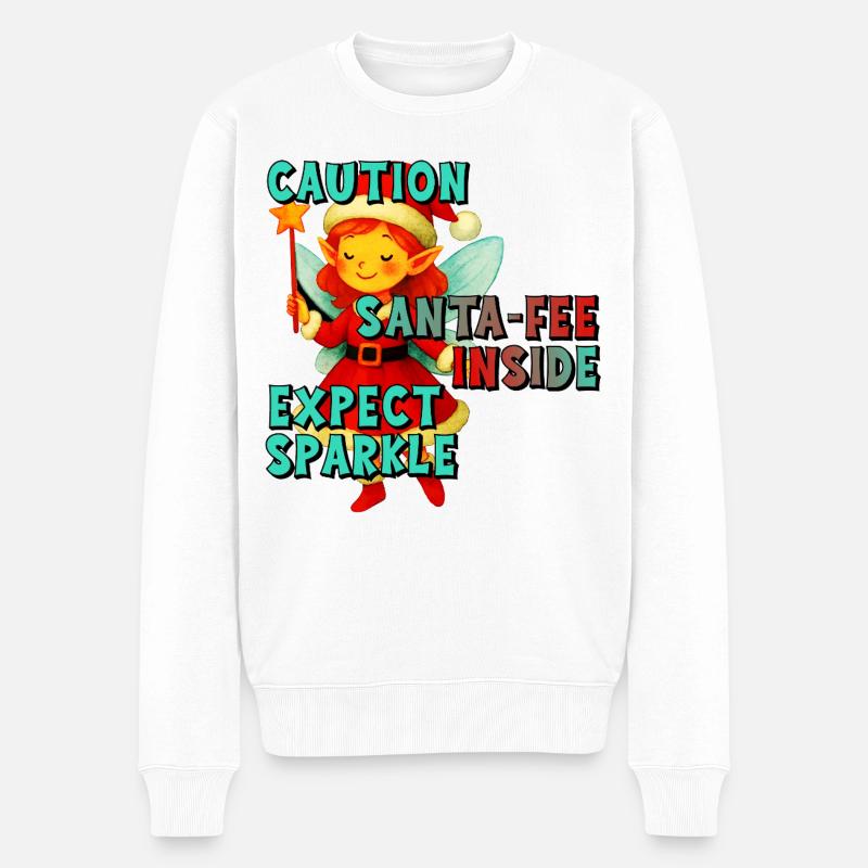 Caution: Santa-Fee Inside – Funny Christmas Fairy  - Männer Premium Bio Pullover - Weiß