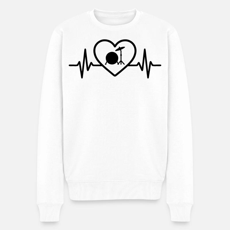 Cymbales de cœur Caisses Grosse Caisse - Pull Premium bio Homme - blanc