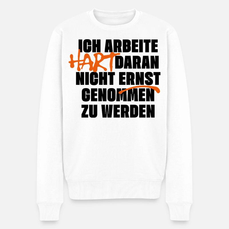 Nicht ernst genommen werden - Männer Premium Bio Pullover - Weiß