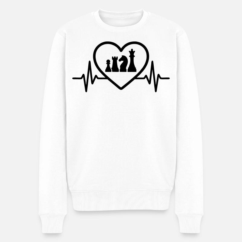 Pions d’échecs cœur - Pull Premium bio Homme - blanc