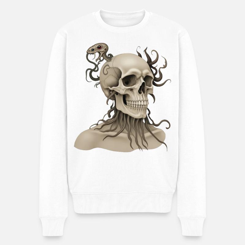 SKULL #2 - dark hell - Pull Premium bio Homme - blanc