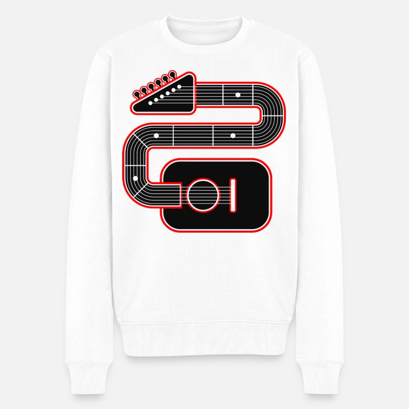 Abstrakte Gitarrenkunst - Männer Premium Bio Pullover - Weiß