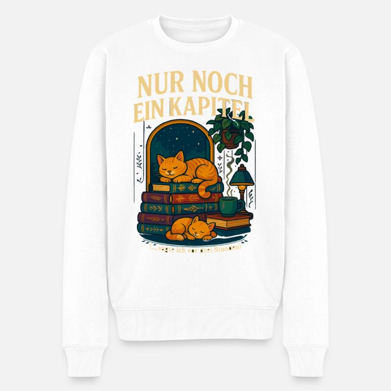 Lire Chat rat de bibliothèque, encore un chapitre - Pull Premium bio Homme - blanc