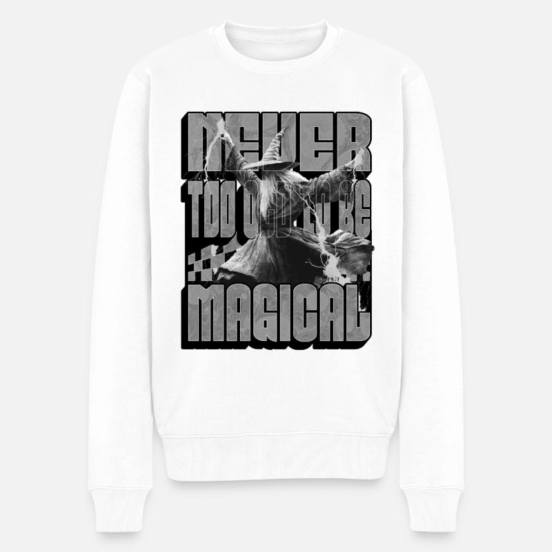 Magischer Zauberer - Männer Premium Bio Pullover - Weiß