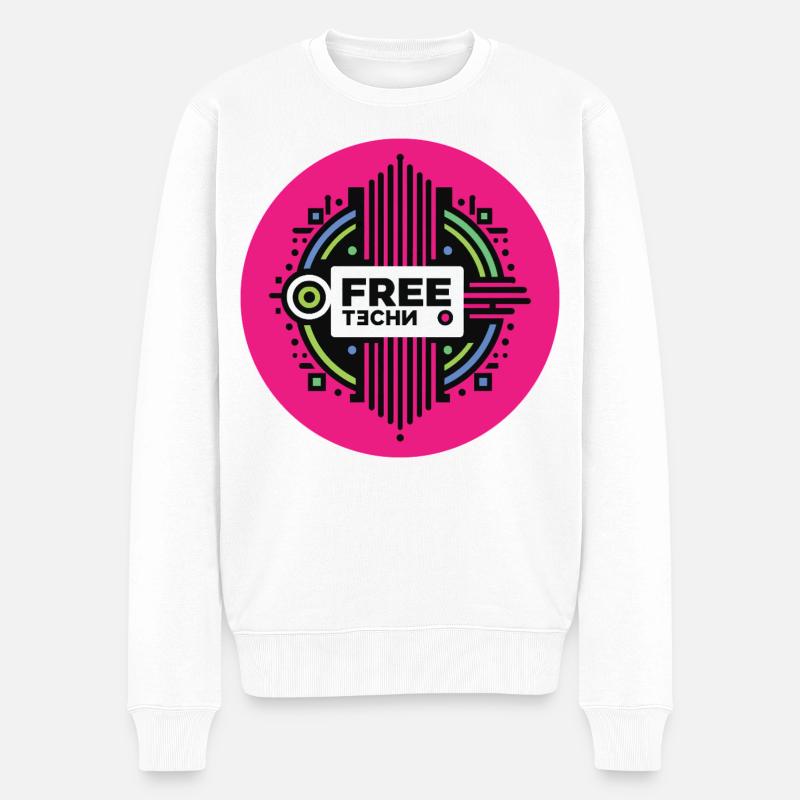 FREE TECHNO #2 - let's talk - Pull Premium bio Homme - blanc