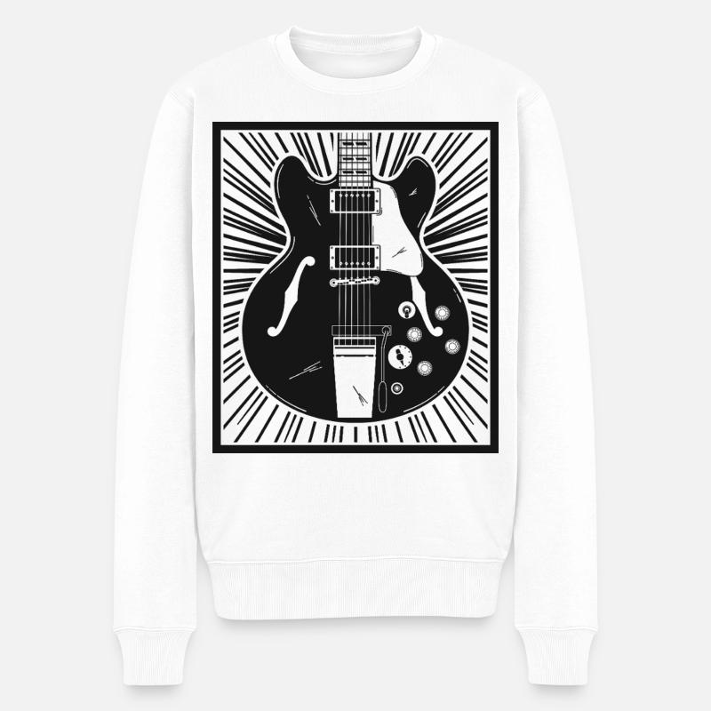 Retro-Gitarren-Silhouette - Männer Premium Bio Pullover - Weiß