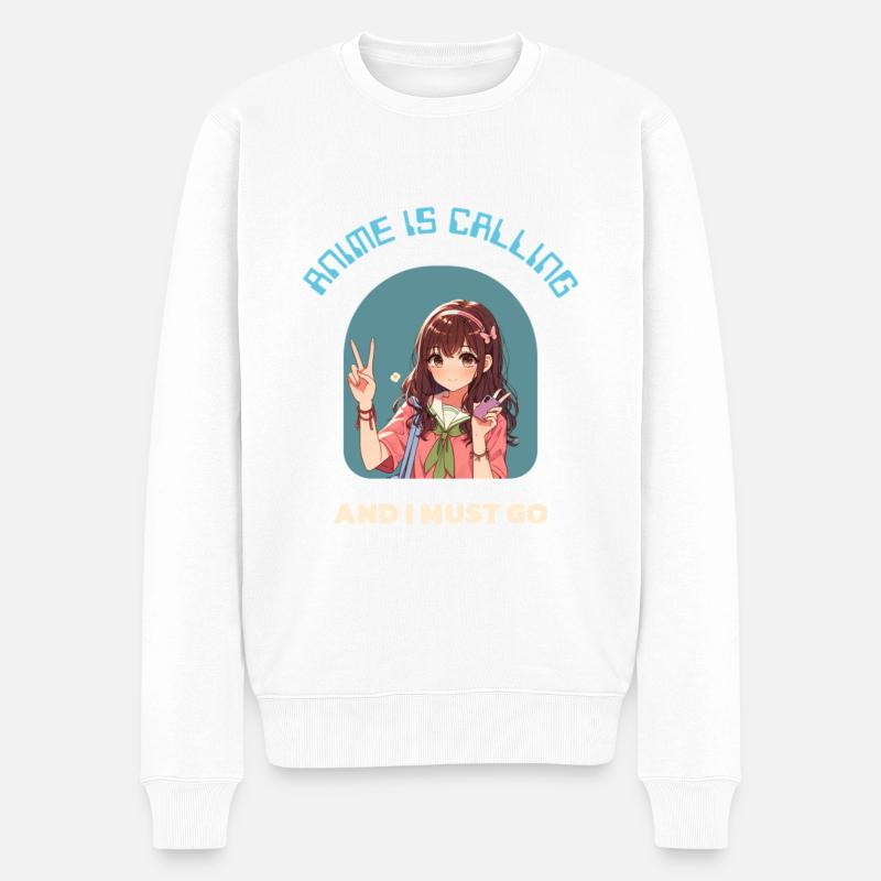 Anime Ruft: Und Ich Muss Gehen - Männer Premium Bio Pullover - Weiß