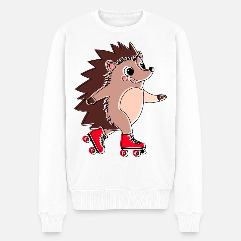 Hérisson en roller - Niglo en roller  - Pull Premium bio Homme - blanc