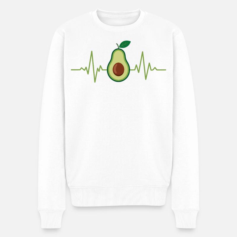 Avocado Herzschlag Design - Männer Premium Bio Pullover - Weiß