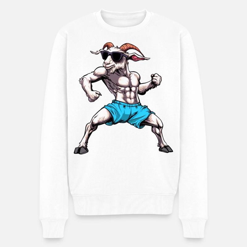 Ziegen Fitness - Männer Premium Bio Pullover - Weiß