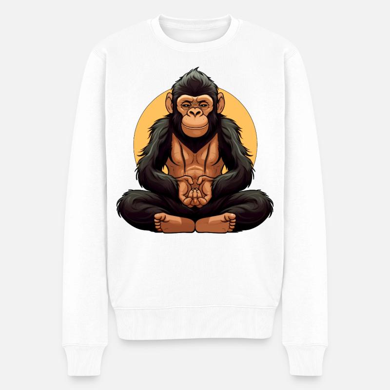 Affe Yogi - Männer Premium Bio Pullover - Weiß