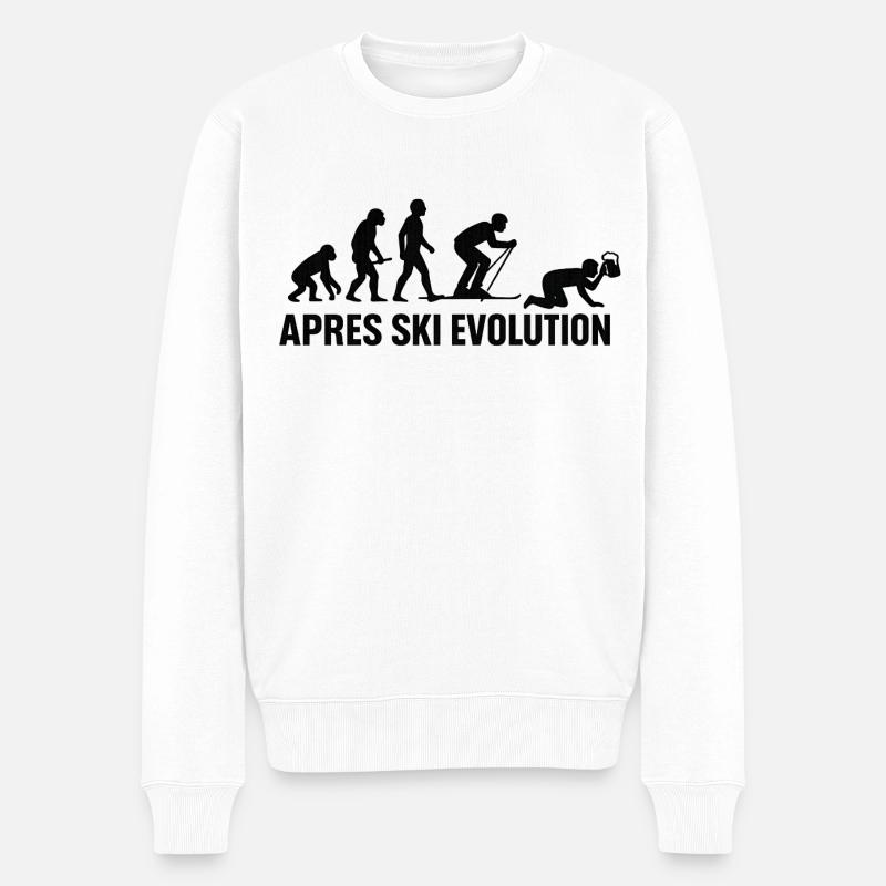  Apres Ski Evolution Skifahren Skiurlaub - Männer Premium Bio Pullover - Weiß