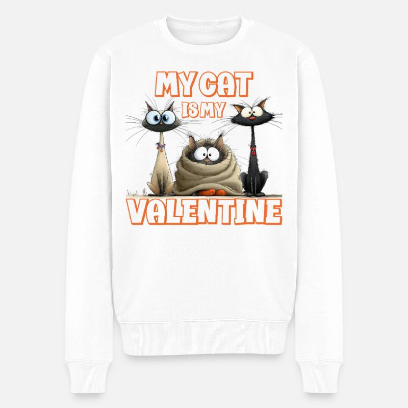 Mon chat, c’est ma Saint-Valentin - Pull Premium bio Homme - blanc