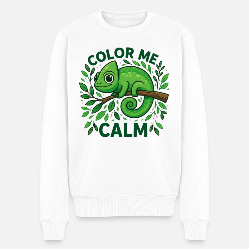 Ein ruhiges Chamäleon - Männer Premium Bio Pullover - Weiß
