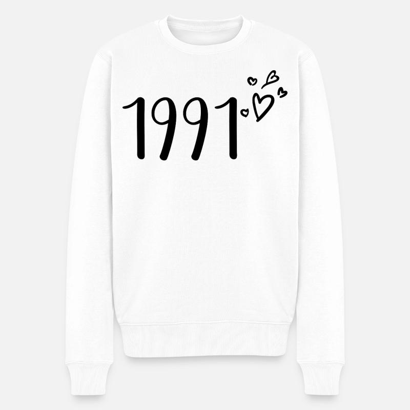 1991 - Männer Premium Bio Pullover - Weiß