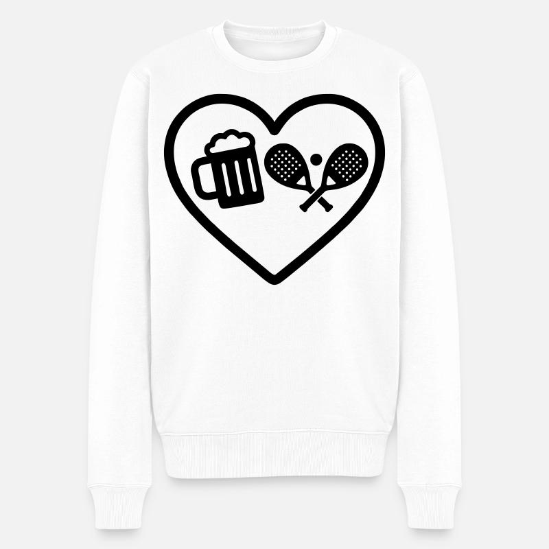 Heart Padel Bier - Männer Premium Bio Pullover - Weiß