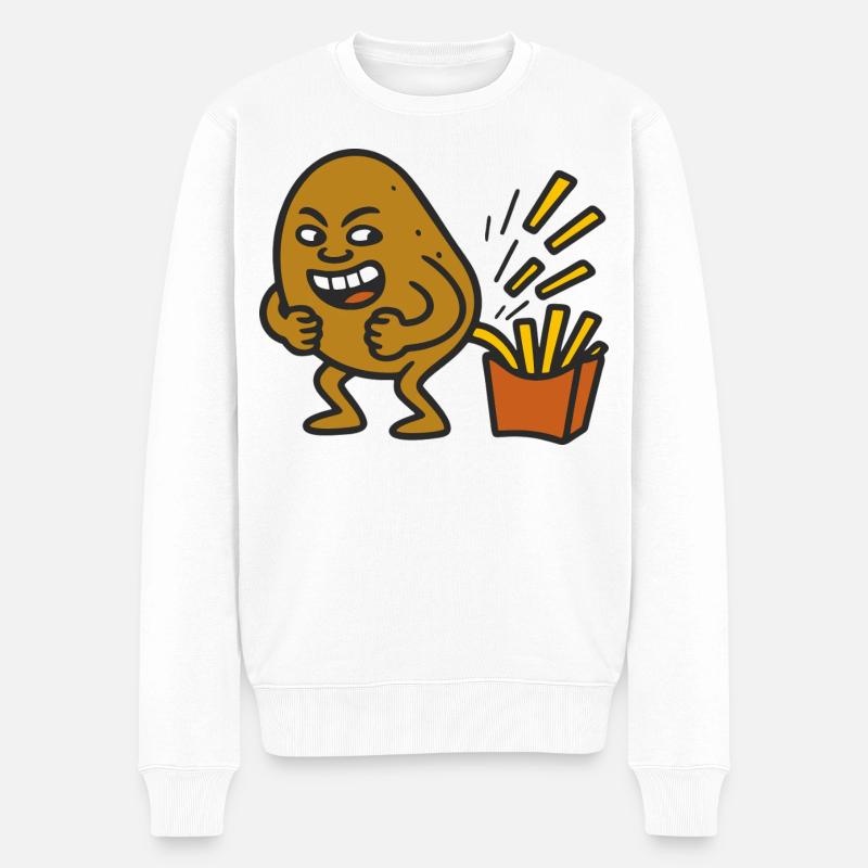 Potato Pooping - Männer Premium Bio Pullover - Weiß