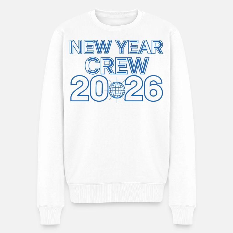 Neujahrscrew 2026 Celebration Tee - Männer Premium Bio Pullover - Weiß