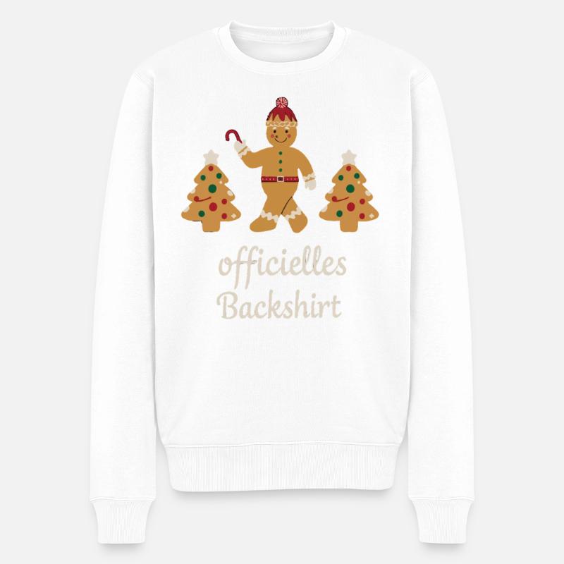 Plätzchen Backen Weihnachtszeit Kekse Lebkuchen - Männer Premium Bio Pullover - Weiß