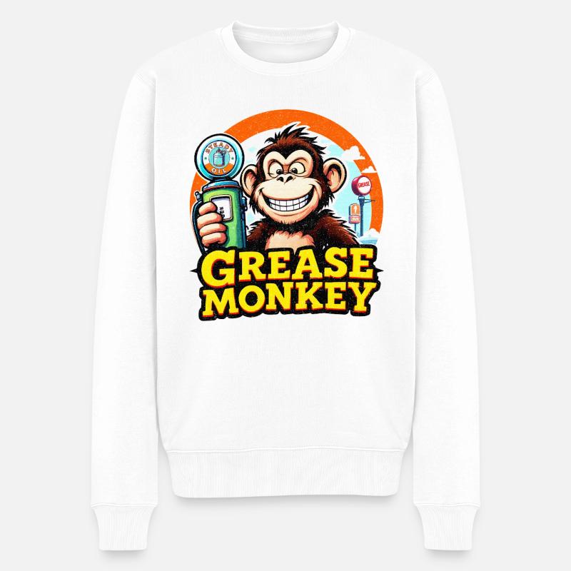 GreaseMonkey Retro-Kraftstoffpumpe - Männer Premium Bio Pullover - Weiß