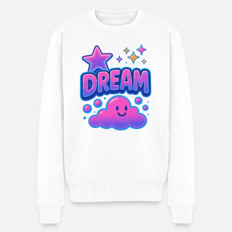 DREAM Wolke Neon Kawaii Motiv - Männer Premium Bio Pullover - Weiß