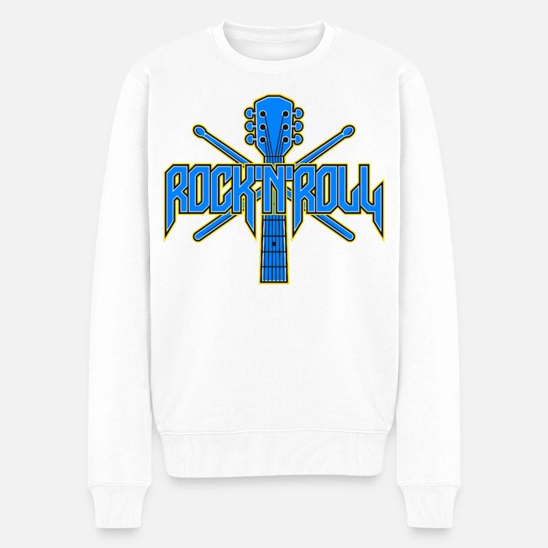 Emblème de guitare Rock & Roll - Pull Premium bio Homme - blanc