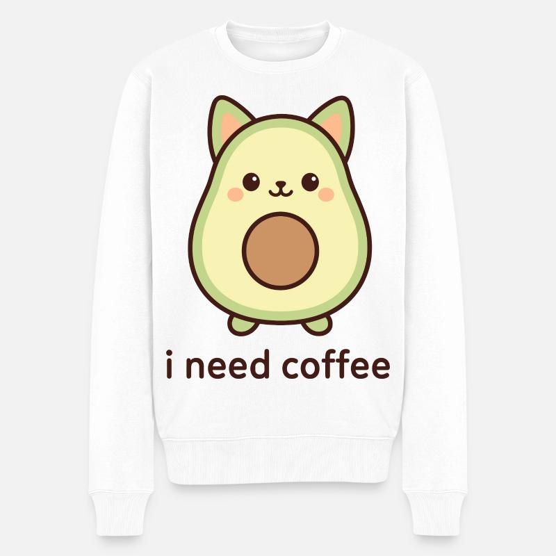 Face de fruit d’avocat Kawaii - Pull Premium bio Homme - blanc