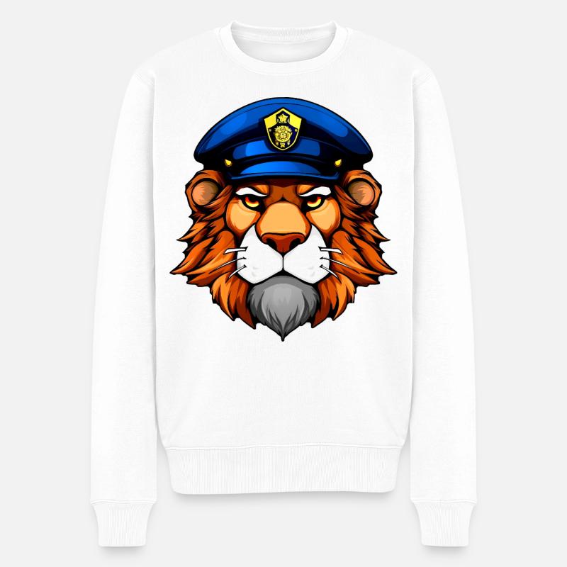 Polizei Löwe - Männer Premium Bio Pullover - Weiß