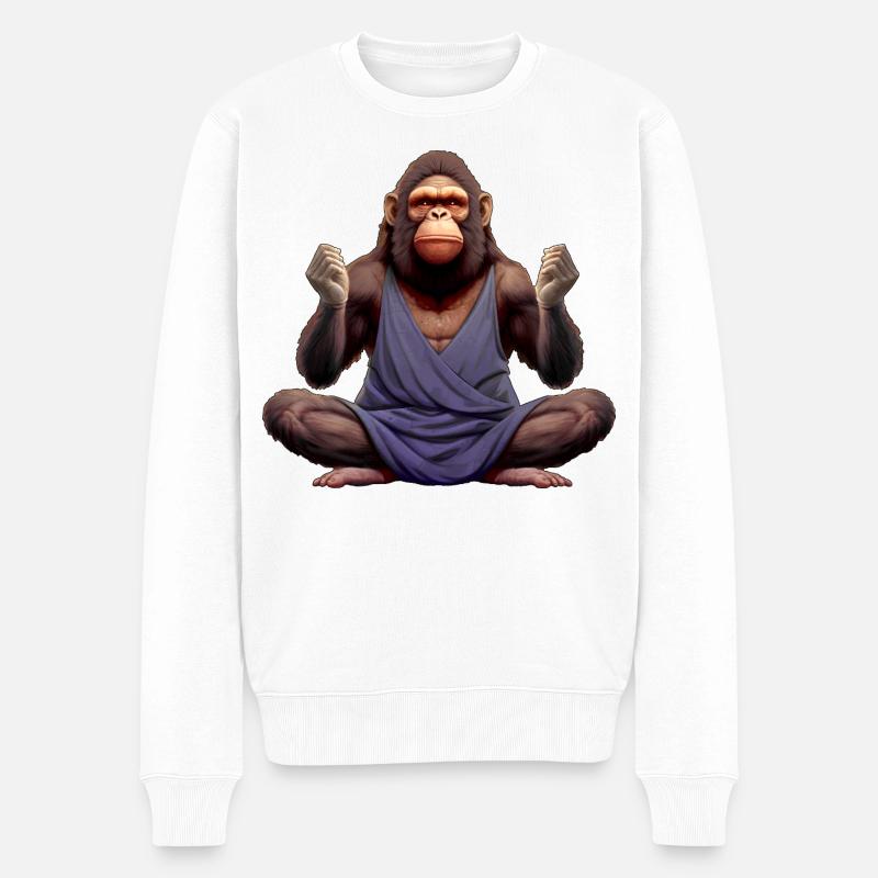 Yoga Affen - Männer Premium Bio Pullover - Weiß