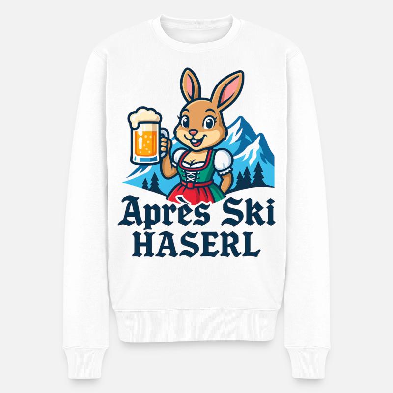 Apres Ski Haserl Dirndl Bier - Männer Premium Bio Pullover - Weiß