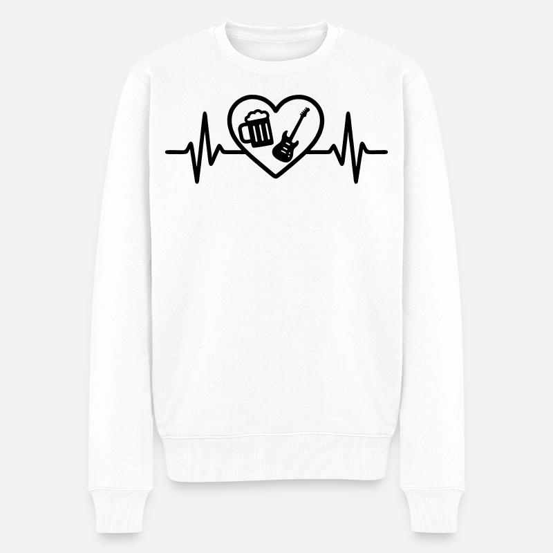 Herz Rock Bier - Männer Premium Bio Pullover - Weiß